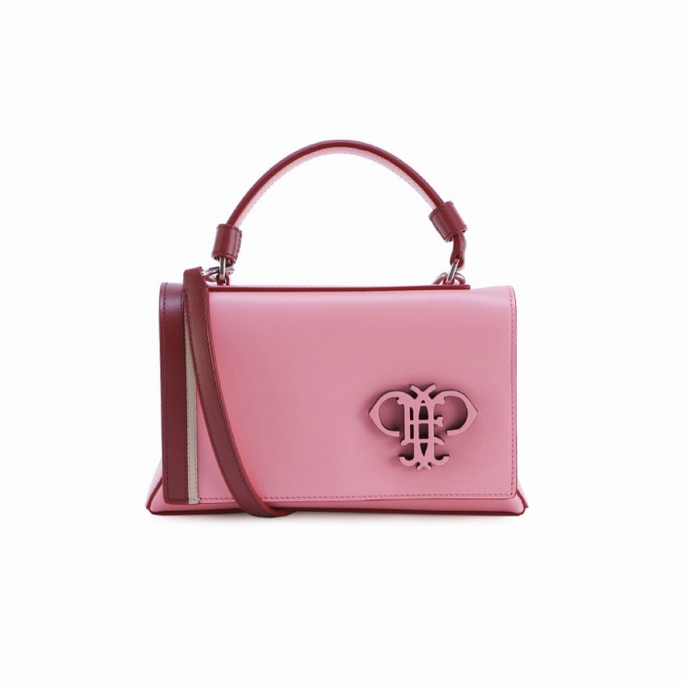 Emilio Pucci Pink Top-Handle Satchel with Maroon Trim